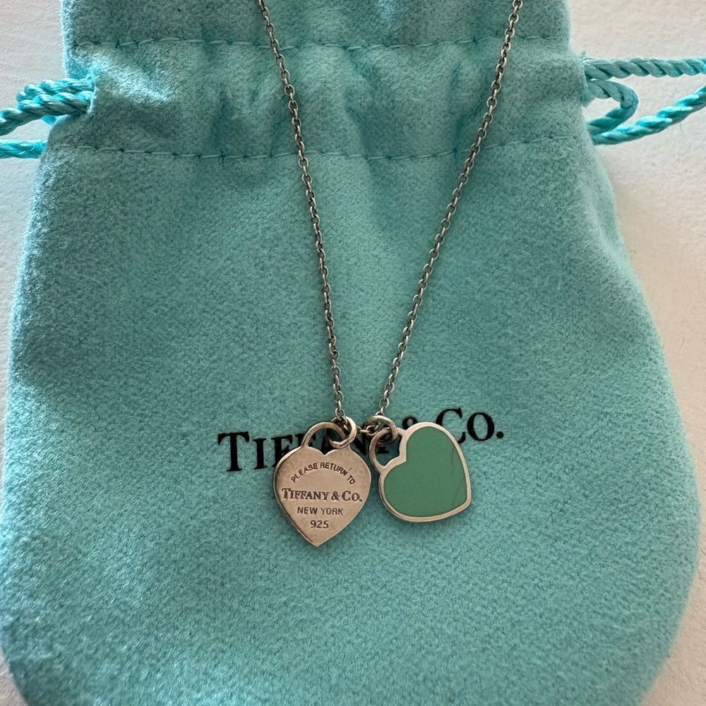 Tiffany & Co. Blue Enamel Mini Hearts Necklace